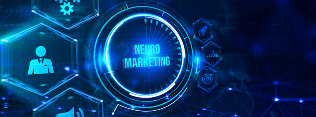 Naklejka premium Neuromarketing. Sales and advertising marketing strategy concept. Business, Technology, Internet and network concept. 3d illustration