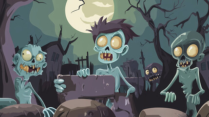 Halloween invitation to Cute cartoon zombie party vector image