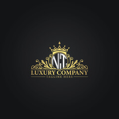 Luxury Monogram Logo with Crown and Flourish Design