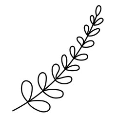 Leaf png doodle sticker, black & white illustration, transparent background
