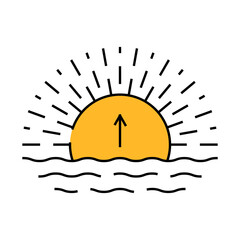 rising sun progress line icon vector. rising sun progress sign. isolated symbol illustration