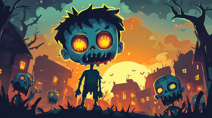 Halloween invitation to Cute cartoon zombie party vector image