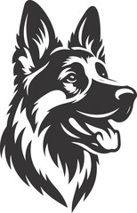 German shepherd dog in different poses on a white background objects silhouette illustration.