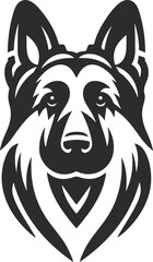 German shepherd dog in different poses on a white background objects silhouette illustration.