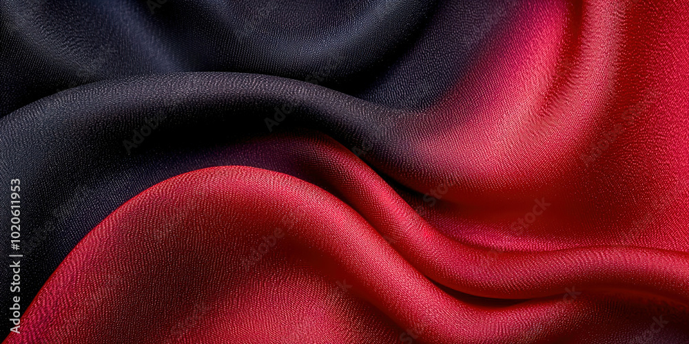 Poster a red and black fabric with a red stripe