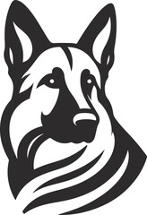 German shepherd dog in different poses on a white background objects silhouette illustration.