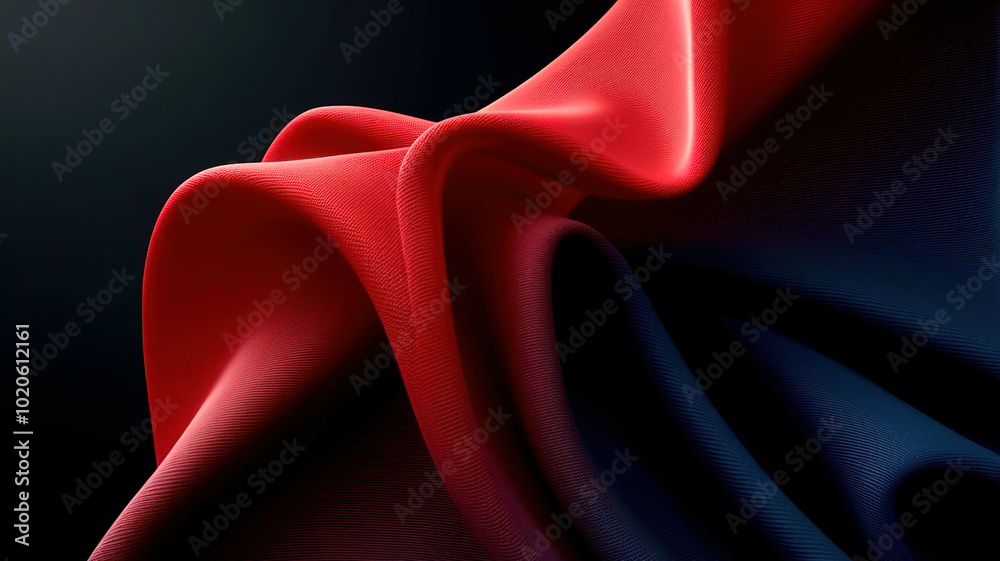 Poster a red and blue fabric with a wave pattern