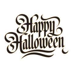 Obraz premium Happy Halloween greeting card design Elegant calligraphy style Vector illustration Isolated on white