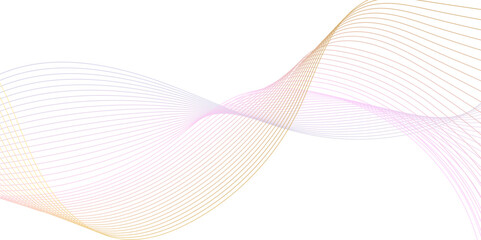 Abstract wave lines luxury shiny gold color on white background. Futuristic flow of shining gold line waves.	