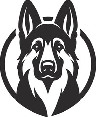 German shepherd dog in different poses on a white background objects silhouette illustration.