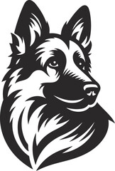 German shepherd dog in different poses on a white background objects silhouette illustration.