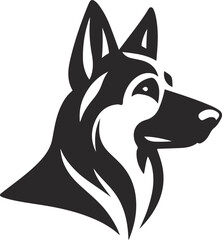 German shepherd dog in different poses on a white background objects silhouette illustration.