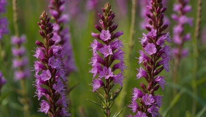 Obraz premium Close-Up of Wild Purple Flowers in Bloom in a Natural Setting