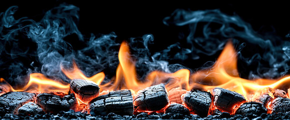 Fototapeta premium A black and white photo of a fire with smoke and ash