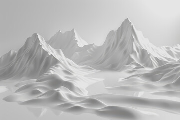 . Clean mountain with a large white space. Minimalist style.