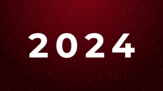 Celebration numbers 2024, Celebration numbers background, Red abstract background, falling sparkling particles