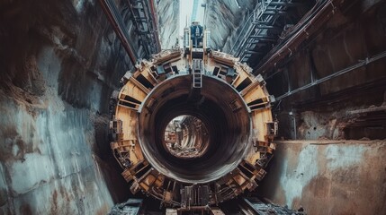 Fototapeta premium Boring machine used for underground railway tunnel construction