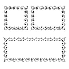 Halloween hand drawn pumpkins frame set doodle sketch. Vector design