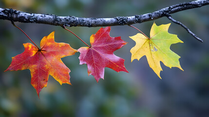 Fototapeta premium Autumn Nature Background: Orange autumn leaves falling on a white background with space for text.
