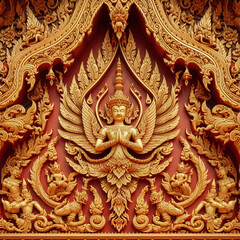 Obraz premium detail of thai temple door