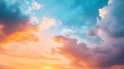 Obraz premium Colorful dramatic sky with clouds at sunset.