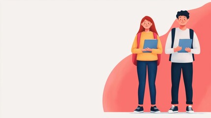 Students adjusting to new school routines, adapting to learning challenges, flat design illustration