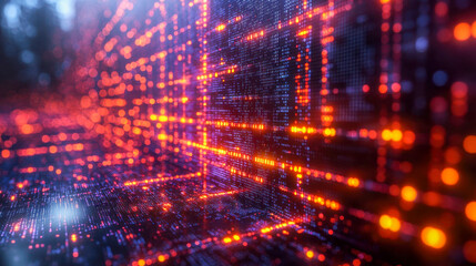 Fototapeta premium Vibrant, digital representation of code and data. Perfect for technology, data science, and cybersecurity-related content