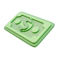 3D Icon Green Money Banknote Dollar Sign. Money Finance Concept. 3D Illustration Design for Website or Mobile App
