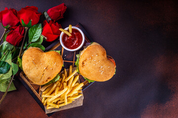 Valentine day Heart-shaped burgers
