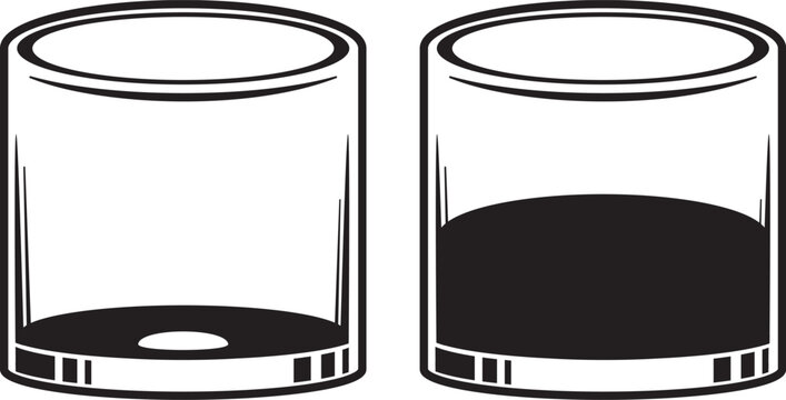 Black and White Glass Drink Vector Illustration