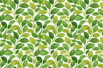 Seamless pattern with Cassava leaves. Vector illustration in green colors.