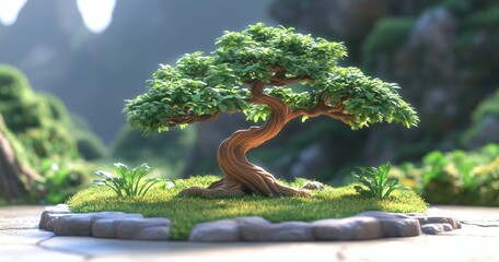 Bonsai Tree in a Rock Garden