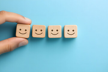 カスタマー満足度を象徴するスマイリーブロック。顧客評価やフィードバックの視覚化