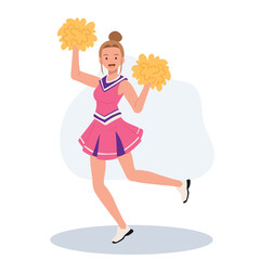 Energetic cheerleader girl in a bright uniform holding pom poms. Ideal for Fun and Sporty Projects.
