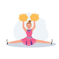 Energetic cheerleader girl in a bright uniform holding pom poms. Ideal for Fun and Sporty Projects.