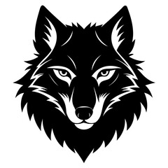 Wolf head black silhouette Vector illustration. Wolf Head Vintage Logo Stock Vector, Wolf head line art