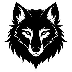 Wolf head black silhouette Vector illustration. Wolf Head Vintage Logo Stock Vector, Wolf head line art