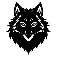 Wolf head black silhouette Vector illustration. Wolf Head Vintage Logo Stock Vector, Wolf head line art