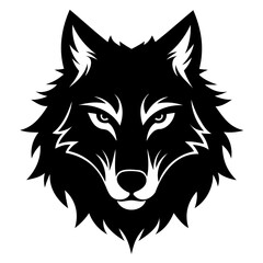 Wolf head black silhouette Vector illustration. Wolf Head Vintage Logo Stock Vector, Wolf head line art