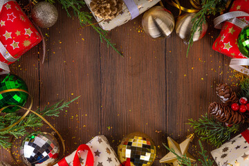 Christmas and New Year gift boxes background