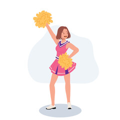 Energetic cheerleader girl in a bright uniform holding pom poms. Ideal for Fun and Sporty Projects.