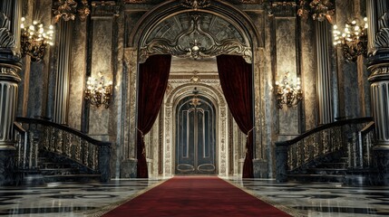 Obraz premium a grand entrance to a ballroom, featuring ornate decorations and a sense of anticipation