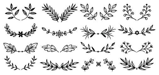Hand Drawn Floral Leaf Clip Art Set