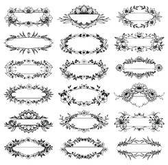 Vector set featuring a variety of elegant floral frames, perfect for decorative projects, invitations, and etc.