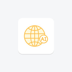 Global Ai duotone line icon , vector, pixel perfect, illustrator file
