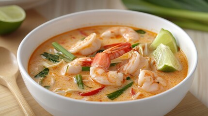Fresh Shrimp Soup with Spicy Coconut Broth
