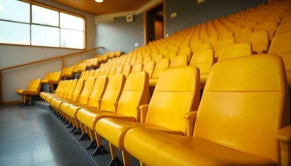 Yellow empty sport stadium arena seats