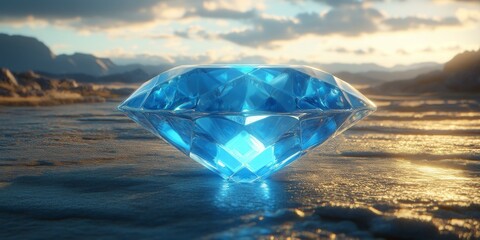 Stunning Blue Diamond in a Serene Landscape