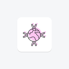 Digital World color shadow thinline icon , vector, pixel perfect, illustrator file