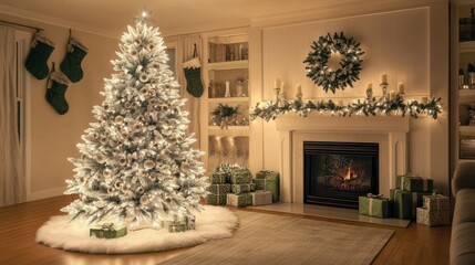 The Christmas Tree and Fireplace